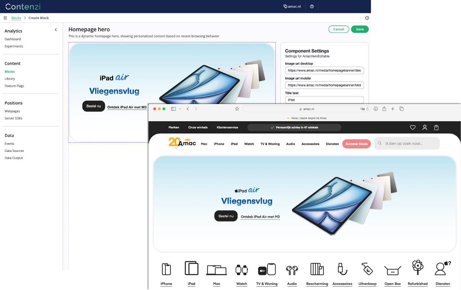 Personalisation with Contenzi for Amac